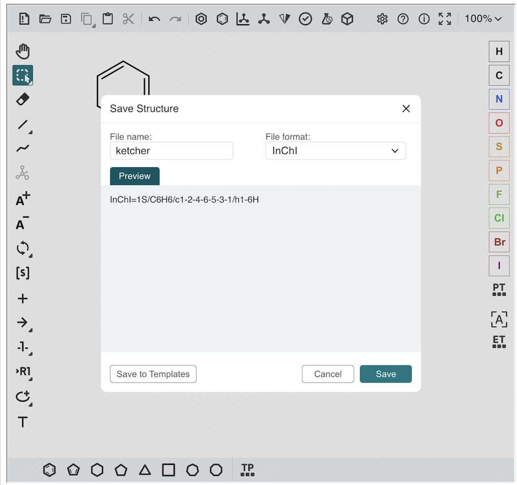 Show Molecule InChI ID in Ketcher