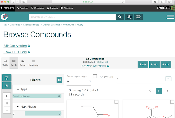 Molecule Online Database - ChEMBL at ebi.ac.uk