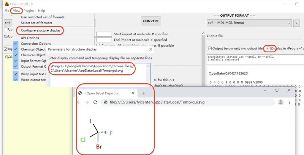 Open Babel GUI - Change Structure Display