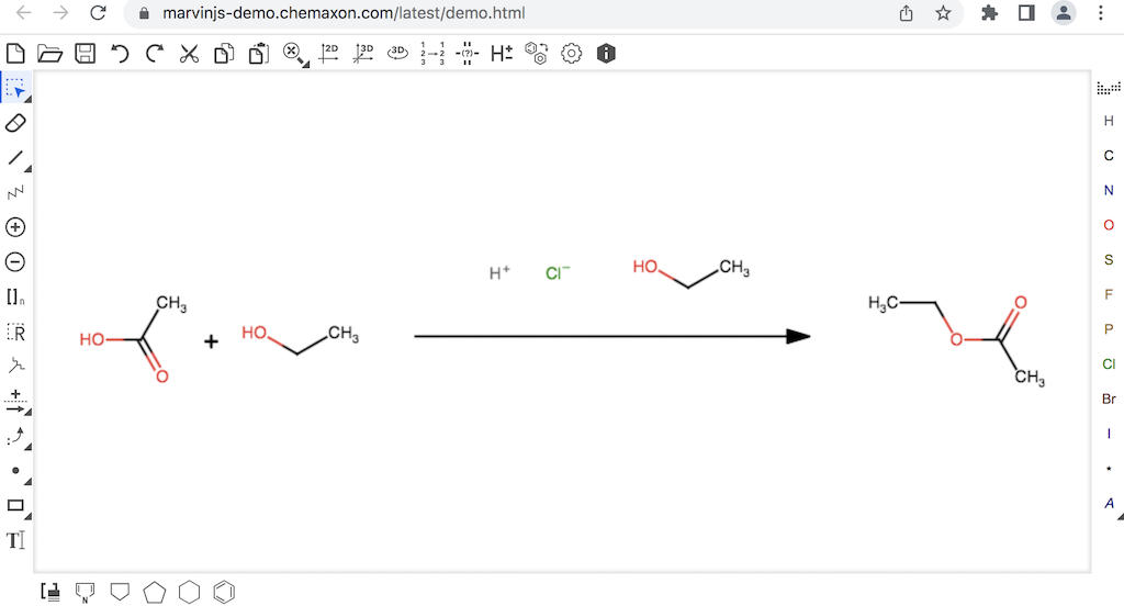 Reaction Editor - Marvin JS by ChemAxon
